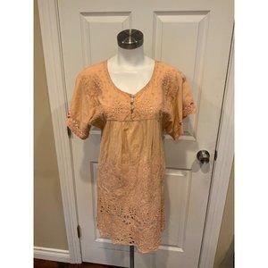 Mes Demoiselles "Cassandra" Orange Paisley Embroidered Dress, Sz 4 (US) 40 (EU)